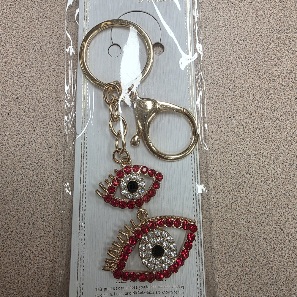 Gold and Red Eye Keychain Accessory